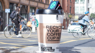 Giant Coffee Cup Bins Offer Paper Cup Recycling in New Social Experiment