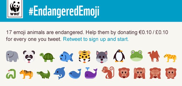 WWF Turning Tweets to Donations with #EndangeredEmoji Twitter Campaign