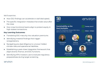 Sustainability as the Deal Multiplier How ESG Readiness Shapes M&A Value Before and After the Close